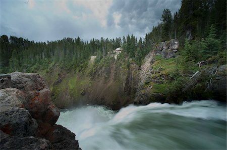 river rock and water falls - River, Yellowstone National Park, Wyoming, USA Stock Photo - Premium Royalty-Free, Code: 600-05452235