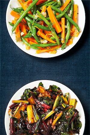 Garlic Carrots with Green Beans and Rainbow Chard with Balsamic Glaze Stock Photo - Premium Royalty-Free, Code: 600-05524119
