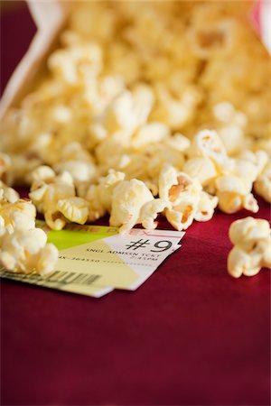 popcorn - Popcorn and Movie Tickets Stock Photo - Premium Royalty-Free, Code: 600-05803384