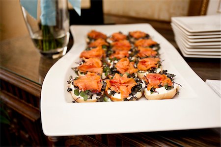 Platter of Cream Cheese and Salmon Canapes Stock Photo - Premium Royalty-Free, Code: 600-05948031