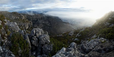 scenic and panoramic - Camps Bay View From Table Mountain, Cape Town, Western Cape, Cape Province, South Africa Stock Photo - Premium Royalty-Free, Code: 600-06009243