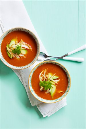 Tomato Soup with Chicken, and Avocado Slices Stock Photo - Premium Royalty-Free, Code: 600-06190568