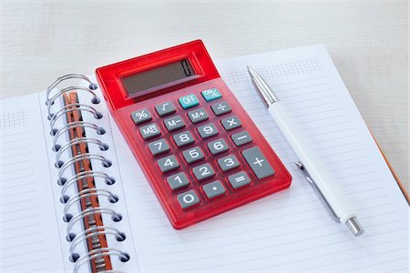 Calculator Notebook and Pen Stock Photo - Premium Royalty-Free, Code: 600-06302242