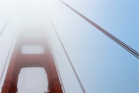 san francisco peninsula - Close-up of Golden Gate Bridge in Fog, San Francisco, California, USA Stock Photo - Premium Royalty-Free, Code: 600-06334452