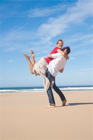 frolicking - Playful Mature Couple on the Beach, Camaret-sur-Mer, Crozon Peninsula, Finistere, Brittany, France Stock Photo - Premium Royalty-Free, Code: 600-06382823