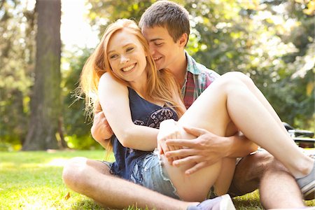 sitting on laps - Young Couple in Park on a Summer Day, Portland, Oregon, USA Stock Photo - Premium Royalty-Free, Code: 600-06531622