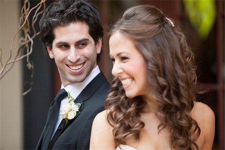 Close-up Portrait of Bride and Groom Stock Photo - Premium Royalty-Free, Code: 600-06701875
