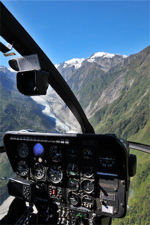 Helicopter Cockpit Over Franz Josef Glacier, Westland National Park, Southern Alps, West Coast Region, South Island, New Zealand Stock Photo - Premium Royalty-Free, Code: 600-06894816