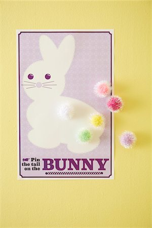 simsearch:600-07110444,k - Pin the Tail on the Bunny Game hanging on wall, studio shot Stock Photo - Premium Royalty-Free, Code: 600-07156225