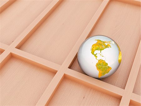 Digital Illustration of Glass Marble covered with World Map of North and South America Stock Photo - Premium Royalty-Free, Code: 600-07279113