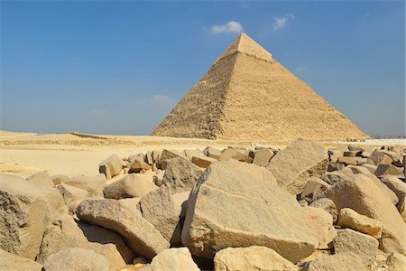 pyramids - Pyramid of Khafre at Pyramids of Giza, Giza, Cairo, Egypt, Africa Stock Photo - Premium Royalty-Free, Code: 600-07279172