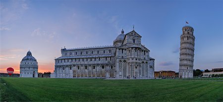 romanesque pisa cathedral - Leaning Tower of Pisa, Duomo de Pisa and Pisa Baptistry at Sunset, Piazza dei Miracoli, Pisa, Tuscany, Italy Stock Photo - Premium Royalty-Free, Code: 600-07288055