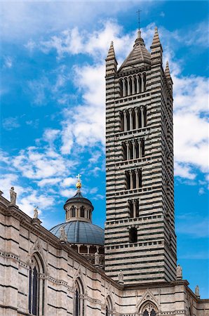 Close-up of tower at Duomo di Siena, Province of Siena, Siena, Tuscany, Italy Stock Photo - Premium Royalty-Free, Code: 600-07487413