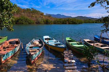 fishing boats on lakes - Fishing Boats by Shore, La Boca, Trinidad de Cuba, Cuba Stock Photo - Premium Royalty-Free, Code: 600-07487508
