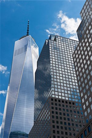 exterior office buildings - Close-up of One World Trade Center (Freedom Tower) and World Trade Center, New York City, New York, USA Stock Photo - Premium Royalty-Free, Code: 600-07529133
