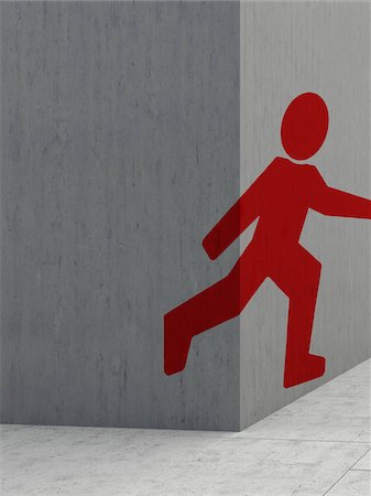 pictograph in architecture - Digital Illustration of Icon of Running Man on Concrete Wall Stock Photo - Premium Royalty-Free, Code: 600-07584852