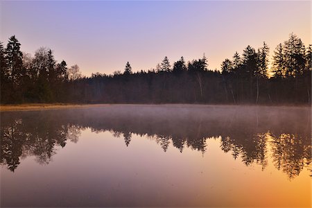 Forest Lake in early Spring, Breitenbuch, Amorbach, Odenwald, Lower Franconia, Bavaria, Germany Stock Photo - Premium Royalty-Free, Code: 600-07591253