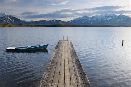 simsearch:600-06125581,k - Wooden Jetty with Rowboat, Hopfen am See, Lake Hopfensee, Bavaria, Germany Stock Photo - Premium Royalty-Free, Code: 600-07844554