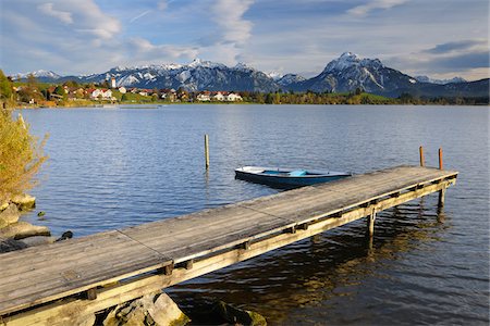 simsearch:600-06125581,k - Wooden Jetty with Rowboat, Hopfen am See, Lake Hopfensee, Bavaria, Germany Stock Photo - Premium Royalty-Free, Code: 600-07844553