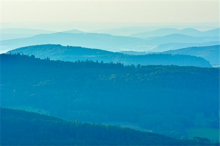 Mountain Landscape at Dawn, Abtsrodaer Kuppe, Wasserkuppe, Poppenhausen, Rhon Mountain Range, Hesse, Germany Stock Photo - Premium Royalty-Free, Code: 600-07844584