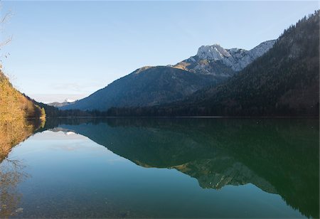 simsearch:400-05668316,k - Landscape of Mountains Reflected in Lake in Autumn, Langbathsee, Austria Stock Photo - Premium Royalty-Free, Code: 600-07944993