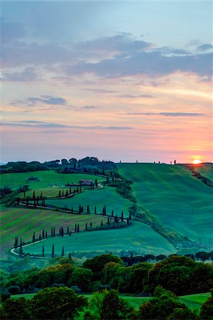 La Foce at Sunset, Val d'Orcia, Siena, Tuscany, Italy Stock Photo - Premium Royalty-Free, Code: 600-07966024