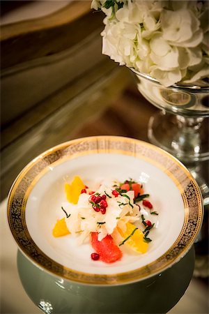 simsearch:700-05855055,k - Close-up of Salad with Oranges, Grapefruit, Fennel and Pomegranate Seeds at Wedding Reception Stock Photo - Premium Royalty-Free, Code: 600-07991672