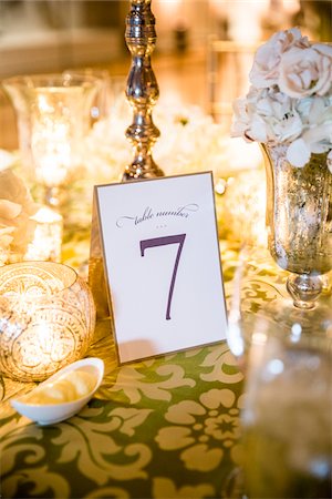 simsearch:700-05855055,k - Close-up of Table Number Card on Table for Wedding Stock Photo - Premium Royalty-Free, Code: 600-08059905
