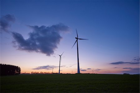 energy (power source) - Landscape with Wind Turbines at Sunset in Spring, Upper Palatinate, Bavaria, Germany Stock Photo - Premium Royalty-Free, Code: 600-08122196