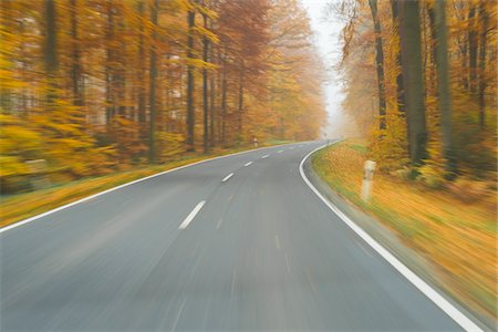 Road View from a Scenic Route in Autumn Forest, Spessart, Franconia, Bavaria, Germany Photographie de stock - Premium Libres de Droits, Code: 600-08353456