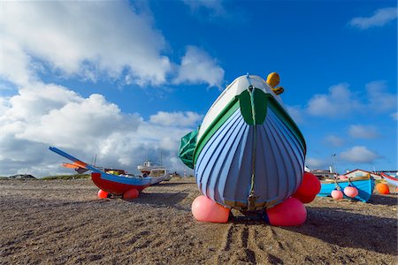 Colorful Fishing Boats on Beach, Klitmoller, North Jutland, Denmark Foto de stock - Sin royalties Premium, Código: 600-08519484