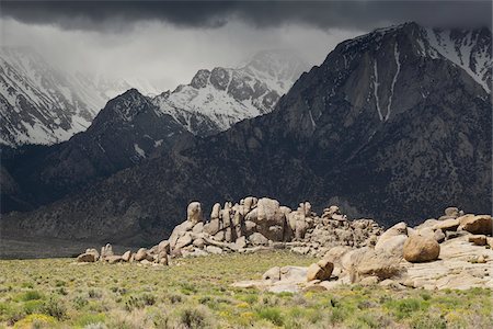 foothills - Alabama Hills and storm clouds over the mountains of the Sierra Nevadas in Eastern California, USA Stock Photo - Premium Royalty-Free, Code: 600-08945843