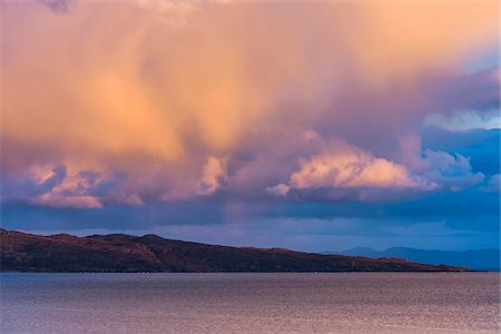 simsearch:600-06847380,k - Cloud formations at sunset over the ocean at the Isle of Skye in Scotland, United Kingdom Stock Photo - Premium Royalty-Free, Code: 600-08986300