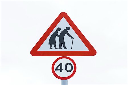 simsearch:600-06702130,k - Elderly people crossing sign near Nursing Home on the Isle of Skye, Scotland, United Kingdom Stock Photo - Premium Royalty-Free, Code: 600-08986483