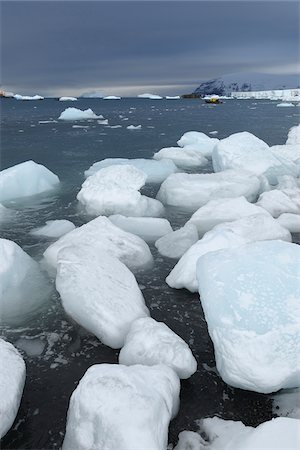 simsearch:700-03484601,k - Icebergs with large pieces of ice washed up on a volcanic beach in Brown Bluff at the Antarctic Peninsula, Antarctica Foto de stock - Sin royalties Premium, Código: 600-09052816