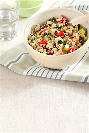 foreground space - Quinoa Salad with tomato and cucumber in a bowl Stock Photo - Premium Royalty-Free, Code: 600-09119464