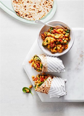 simsearch:600-06892689,k - Curried chickpea cauliflower roti wrap Stock Photo - Premium Royalty-Free, Code: 600-09159784