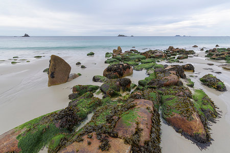 simsearch:632-05759883,k - Sandy beach with stones, Plage de Ruscumunoc, Plouarzel, Finistere, Brittany, France Stock Photo - Premium Royalty-Free, Code: 600-09245522