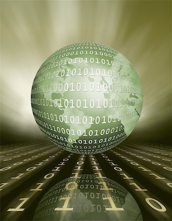 simsearch:700-00045838,k - Globe with Binary Code on Reflective Surface with Rows of Binary Code Stock Photo - Premium Royalty-Free, Code: 600-00068673