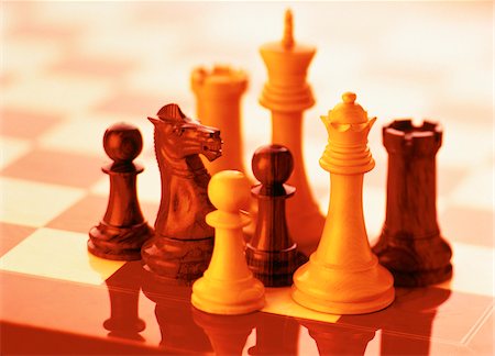 simsearch:700-00075674,k - Chess Pieces on Chess Board Stock Photo - Premium Royalty-Free, Code: 600-00061369