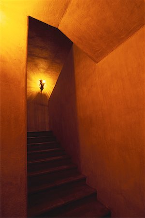 Glowing Lamp in Stairwell, Oaxaca, Mexico Stock Photo - Premium Royalty-Free, Code: 600-00063452