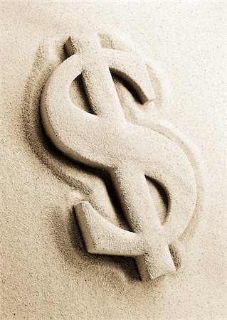 simsearch:600-00073204,k - Dollar Sign in Sand Stock Photo - Premium Royalty-Free, Code: 600-00152991