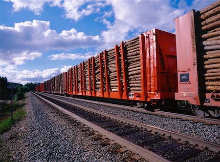 Pulpwood Train, Northern Ontario, Canada Stock Photo - Premium Royalty-Free, Code: 600-00174125