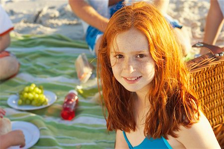 redhead girl swim suit - Portrait of Girl at Picnic Stock Photo - Premium Royalty-Free, Code: 600-00796476