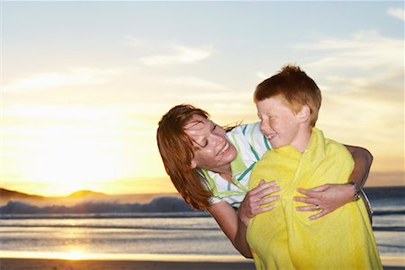 Mother and Son on the Beach Stock Photo - Premium Royalty-Free, Code: 600-00796484