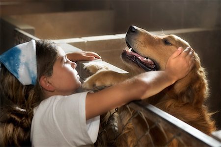 dog and kennel - Girl and Dog Stock Photo - Premium Royalty-Free, Code: 600-00823665