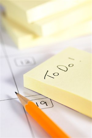 simsearch:600-03615736,k - Sticky Notes, Pencil and Desk Calendar Stock Photo - Premium Royalty-Free, Code: 600-00865465
