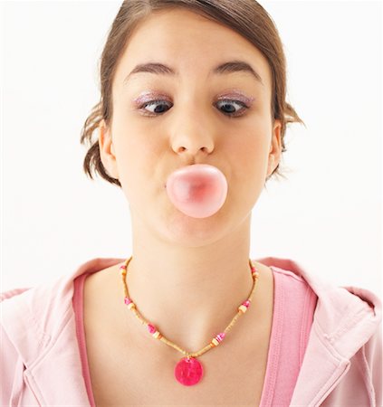 simsearch:600-00866185,k - Girl Blowing Bubble Stock Photo - Premium Royalty-Free, Code: 600-00866259