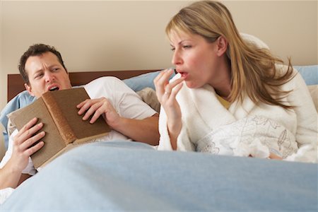 picture of cough and cold person - Couple in Bed Stock Photo - Premium Royalty-Free, Code: 600-00917363
