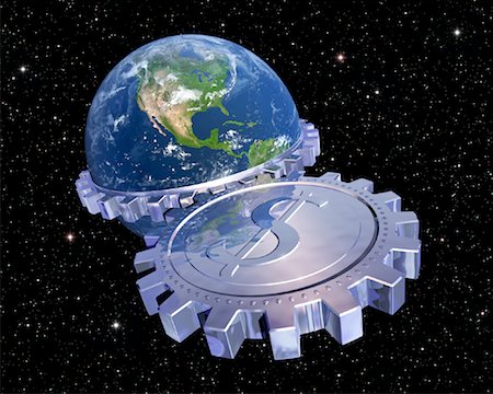 earth from space - Globe With Gears and Dollar Sign Stock Photo - Premium Royalty-Free, Code: 600-00911124